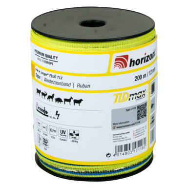 horizont Taśma do ogrodzenia elektrycznego ranger® FLUO T12 | 200 m | 12 mm | 4 przewodniki