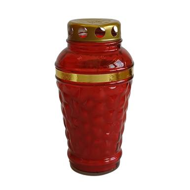 Elegancki Znicz Szklany  Serce ze Złotym Wykończeniem  21 cm | 1 szt. Czerwone winogrono