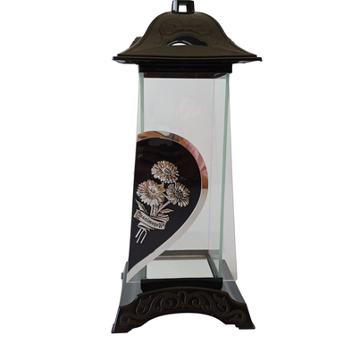 Znicz Latarnia „Wspominamy” Glass Art Srebrny Lewy | 1 szt. bez wkładu