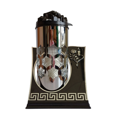 Ekskluzywny Znicz Szklany „Lustrzany Meander”  srebrny | 1 szt.  z wkładem