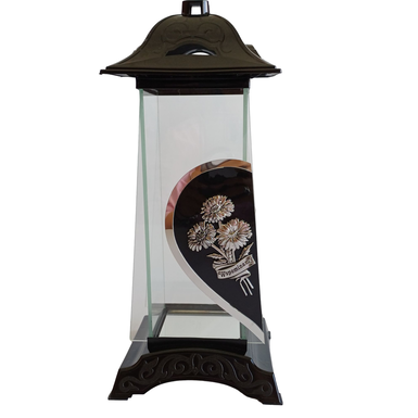 Znicz Latarnia „Wspominamy” Glass Art Srebrny Prawy | 1 szt. bez wkładu