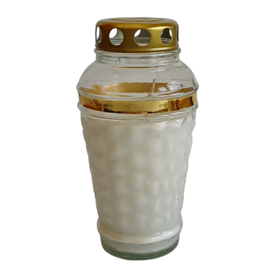 Elegancki Znicz Szklany ze Złotym Detalem (21 cm) | 1 szt. Biały winogrono