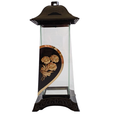 Znicz Latarnia „Wspominamy” Glass Art Złoty Lewy | 1 szt. bez wkładu