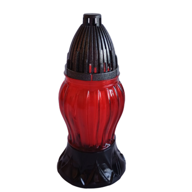 Elegancki Znicz Szklany  – Nowoczesna Klasyka (23 cm)  z wkładem | czerwony | 1 szt. z wkładem
