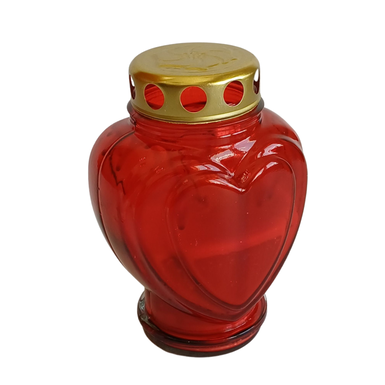 Znicz Zalewany Serce Czerwony 18 cm | 1 sztuka