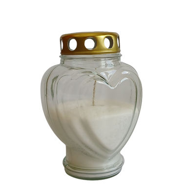 Znicz Zalewany Serce Biały 18 cm