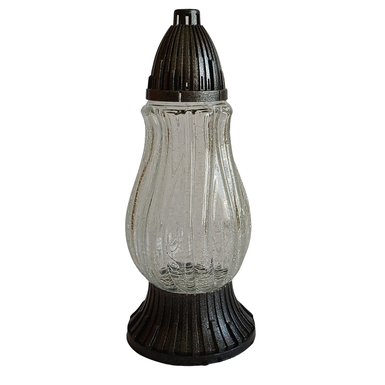 Ekskluzywny Znicz Szklany „Mrożone Szkło” – Grafitowa Elegancja (30 cm) | 1 szt. bez wkładu